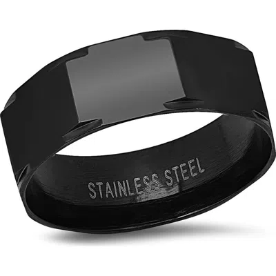 Steeltime Ion Plated Stainless Steel Band Ring In Black