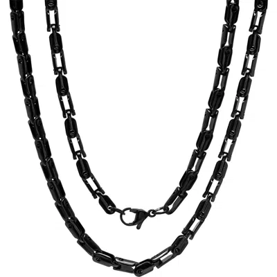 Steeltime Ion Plated Stainless Steel Chain Necklace In Black