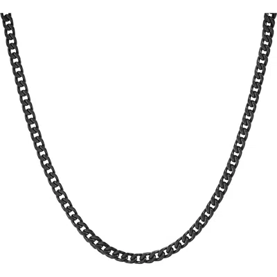 Steeltime Ion-plated Curb Chain Necklace In Black