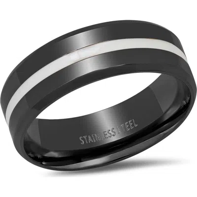 Steeltime Ip Stainless Steel Ring In Black