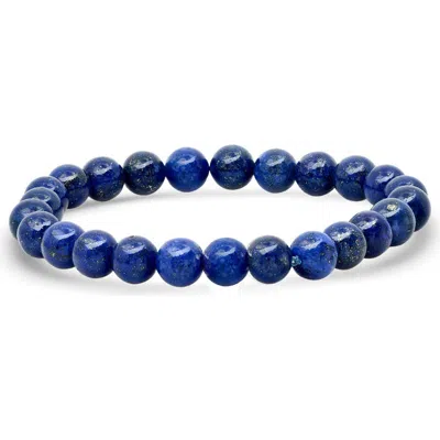 Steeltime Lapis Beaded Stretch Bracelet In Blue