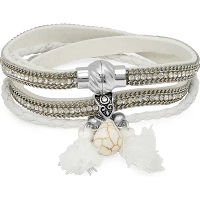 Steeltime Layered Wrap Bracelet In White