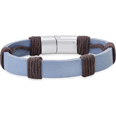 Steeltime Leather & Thread Bracelet In Multi
