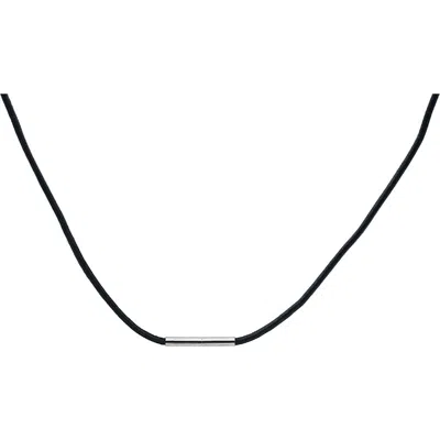 Steeltime Leather Cord Necklace In Silver