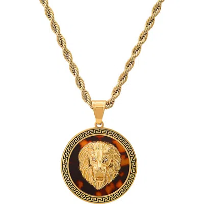 Steeltime Lion Pendant Necklace In Transparent