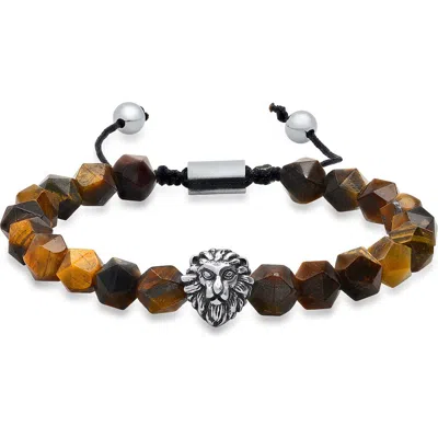 Steeltime Lion Tiger's-eye Bead Bracelet In Multi