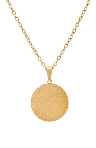 Steeltime Lord's Prayer 18k Gold Plated Medallion Pendant Necklace