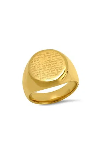 Steeltime Lord's Prayer 18k Gold Plated Signet Ring