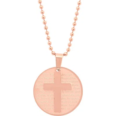 Steeltime Lord's Prayer Cross Pendant Necklace In Gold
