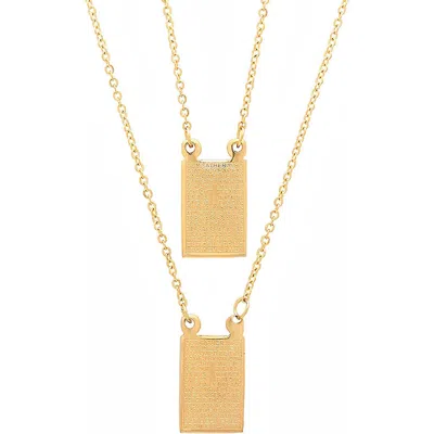 Steeltime Lord's Prayer Double Pendant Necklace In Gold