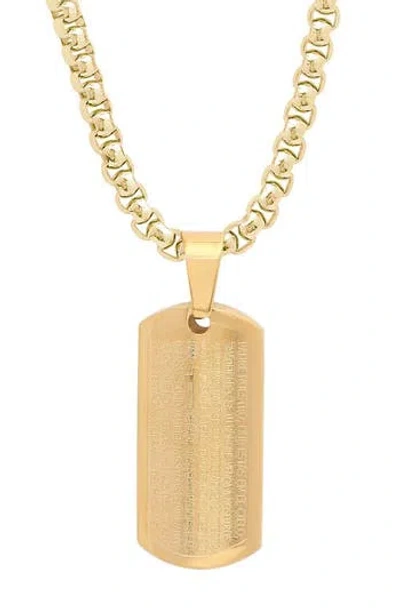 Steeltime Lord's Prayer Inscribed Pendant Necklace In Gold