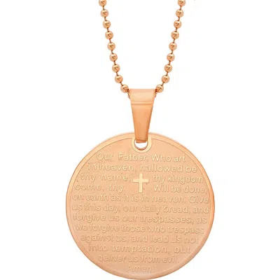 Steeltime Lord's Prayer Pendant Necklace In Gold