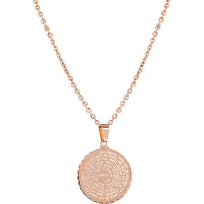 Steeltime Lord's Prayer Pendant Necklace In Gold