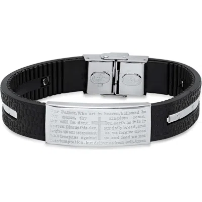 Steeltime Lord's Prayer Rubber & Stainless Steel Bracelet In Multi