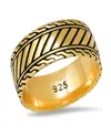 Steeltime Men's 14k Gold Plated And Sterling Silver Black Ip Band Ring