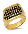 Steeltime Men's 14k Gold Plated And Sterling Silver Simulated Black Diamonds Ring