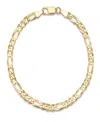 Steeltime Men's 14k Gold Plated Sterling Silver Figaro Link Chain Bracelet