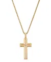 Steeltime Men's 18k Gold Plated And Simulated Diamond Spinning Cross Pendant Necklace