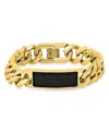 Steeltime Men's 18k Gold Plated And Stainless Steel With Simulated Onyx Id Cuban Link Bracelet