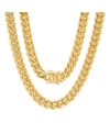 Steeltime Men's 18k Gold Plated Stainless Steel 24" Miami Cuban Link Chain With 10mm Box Clasp Necklaces In Gold