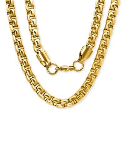 Steeltime Men's 18k Gold-plated Stainless Steel Thick Round Box Link 24" Chain Necklace