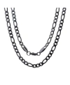 Steeltime Men's Black Ip Plated Stainless Steel Figaro Chain Link Necklaces In Black