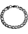 Steeltime Men's Black Ip Stainless Steel Franco Link Chain Bracelet In Black