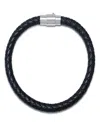 Steeltime Men's Braided Leather And Sterling Silver Magnetic Clasp Bracelet.
