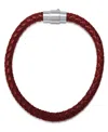 Steeltime Men's Braided Leather And Sterling Silver Magnetic Clasp Bracelet.