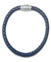 Steeltime Men's Braided Leather And Sterling Silver Magnetic Clasp Bracelet.