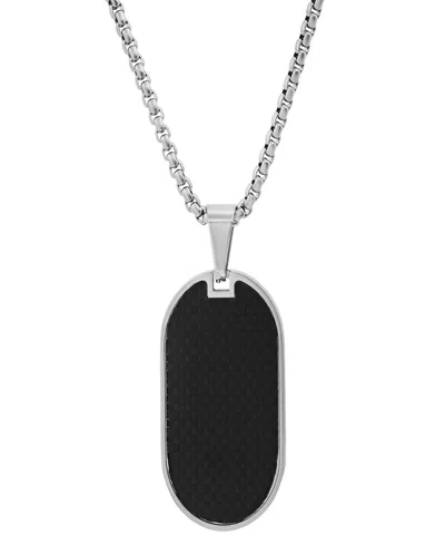 Steeltime Men's Carbon Fiber Dog Tag Pendant Necklace