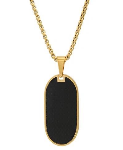 Steeltime Men's Carbon Fiber Dog Tag Pendant Necklace In Gold