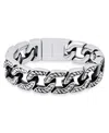 Steeltime Men's Heavy Oxidized Stainless Steel Accented Cuban Link Chain Bracelet