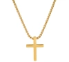 Steeltime Men's Polished Cross Pendant Necklace, 24" In Gold
