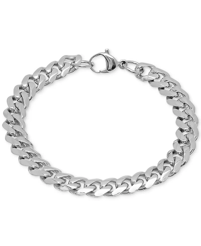 Steeltime Men's Silver-tone Chain Link Necklace & Bracelet Set