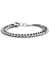 Steeltime Men's Silver-tone Cuban Link Chain Bracelet In Hematite