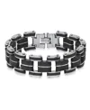 Steeltime Men's Stainless Steel And Black Rubber Bicycle Chain Bracelet