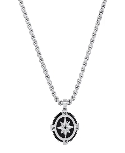 Steeltime Men's Stainless Steel Compass Pendant Necklace