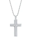 STEELTIME MEN'S STAINLESS STEEL "OUR FATHER" ENGLISH PRAYER SPINNER CROSS 24" PENDANT NECKLACE