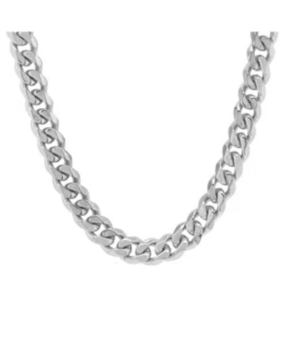 Steeltime Men's Stainless Steel Thick Accented Cuban Link Style Chain Necklaces In Silver