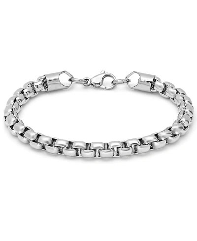 Steeltime Men's Stainless Steel Thick Round Box Link Bracelet In Silver
