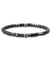 Steeltime Men's Sterling Silver And Hematite Beaded Stretch Bracelet
