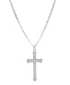 Steeltime Men's Sterling Silver And Simulated Diamonds Cross Pendant Necklace