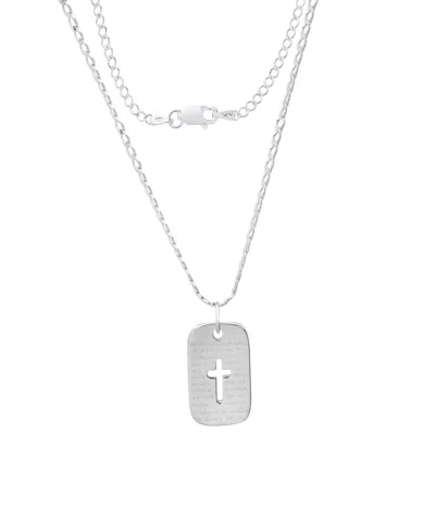Steeltime Men's Sterling Silver Cross Dog Tag Pendant Necklace