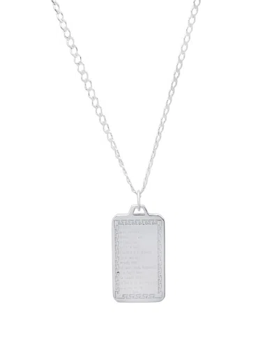 Steeltime Men's Sterling Silver Lords Prayer Dog Tag Pendant Necklace