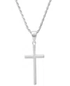 Steeltime Men's Sterling Silver Rope Chain And Cross Pendant Necklace
