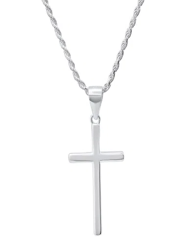 Steeltime Men's Sterling Silver Rope Chain And Cross Pendant Necklace
