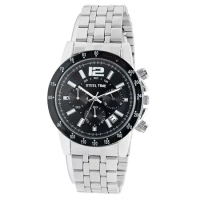 Steeltime Mens Silver Tone Stainless Steel Bracelet Watch 998-029-w In Transparent