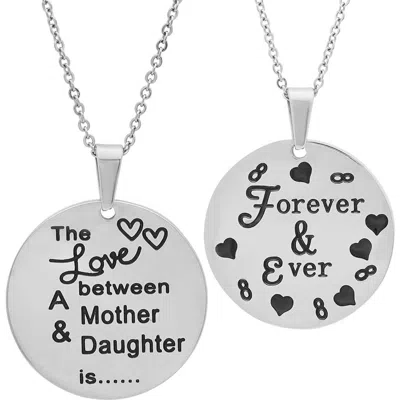 Steeltime Mother & Daughter Pendant Necklace Set In Gray