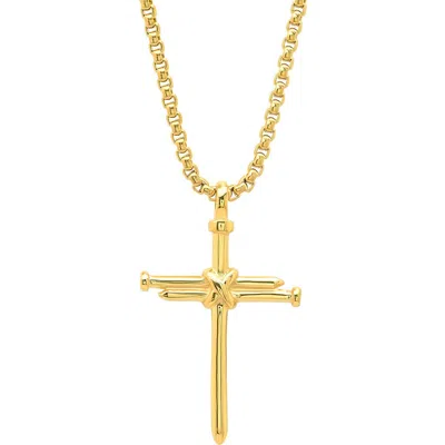 Steeltime Nail Cross Pendant Necklace In Gold
